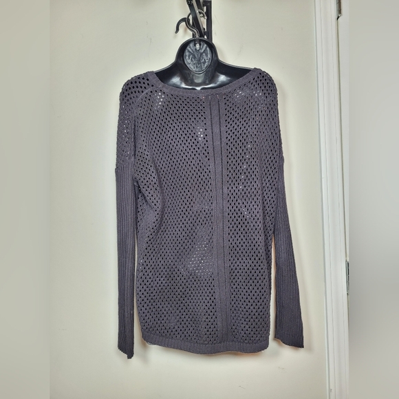 Prana Parker Black Open Knit Long Sleeve Sweater sz L - Picture 2 of 9